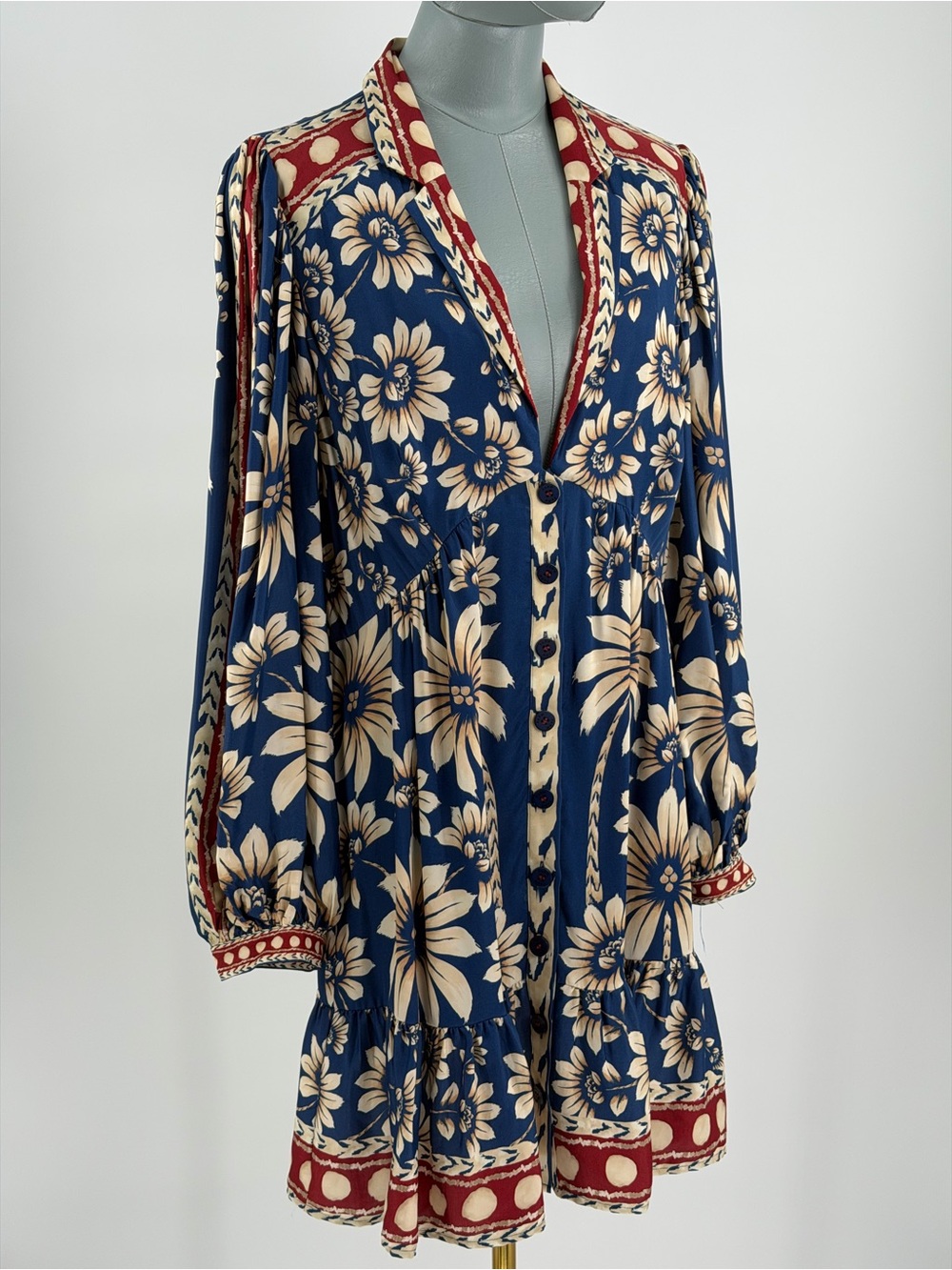 🆕 FARM Rio 🧿 NWOT Luna Floral Printed Mini Dress, Blue - Sz Large - Picture 6 of 16